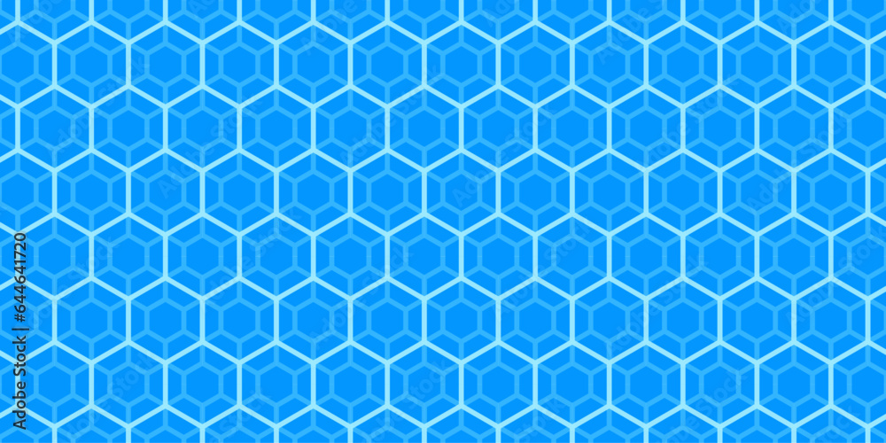Fototapeta premium Blue Hexagonal Vector Pattern Background. Honeycomb Abstract. Soccer Or Football Net.