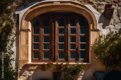 The craftsmanship of a Mediterranean villa s wooden shutters and arched windows 