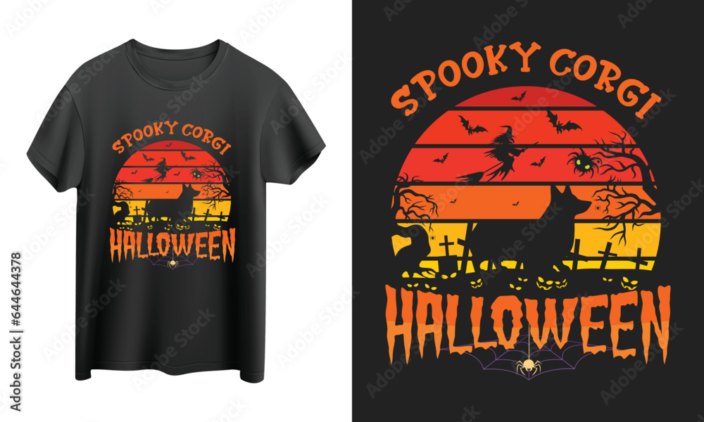 Spooky Corgi Halloween T shirt Design