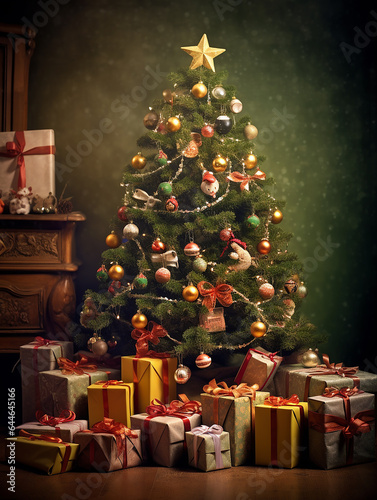 beautiful christmas tree with gifts