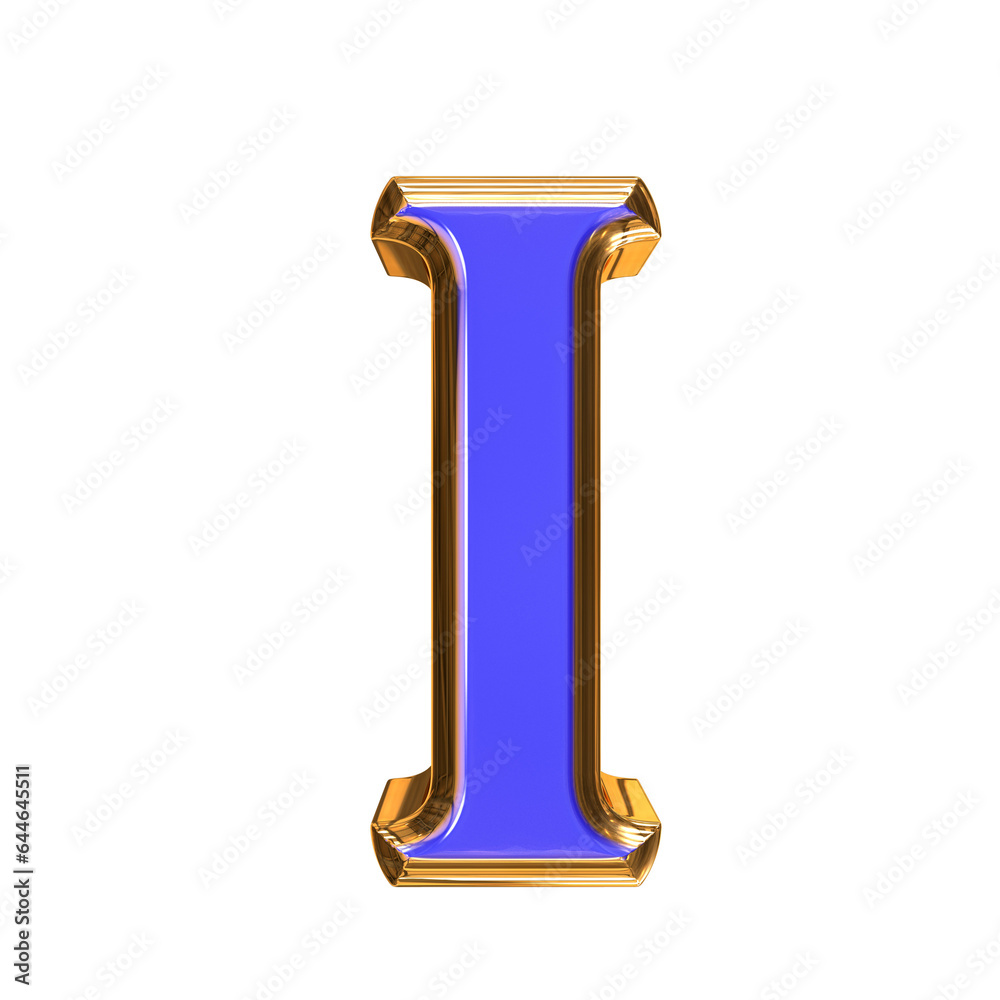Blue symbol in a golden frame. letter i Blue symbol in a golden frame. letter i