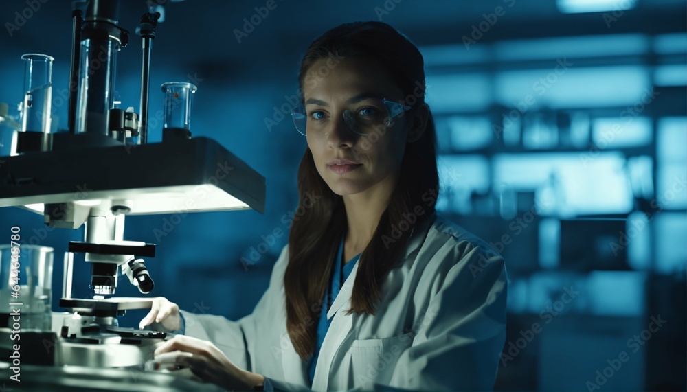 Innovative medicines and vaccines created by young female researcher in laboratory - close-up portrait Innovative medicines and vaccines created by young female researcher in laboratory - close-up portrait
