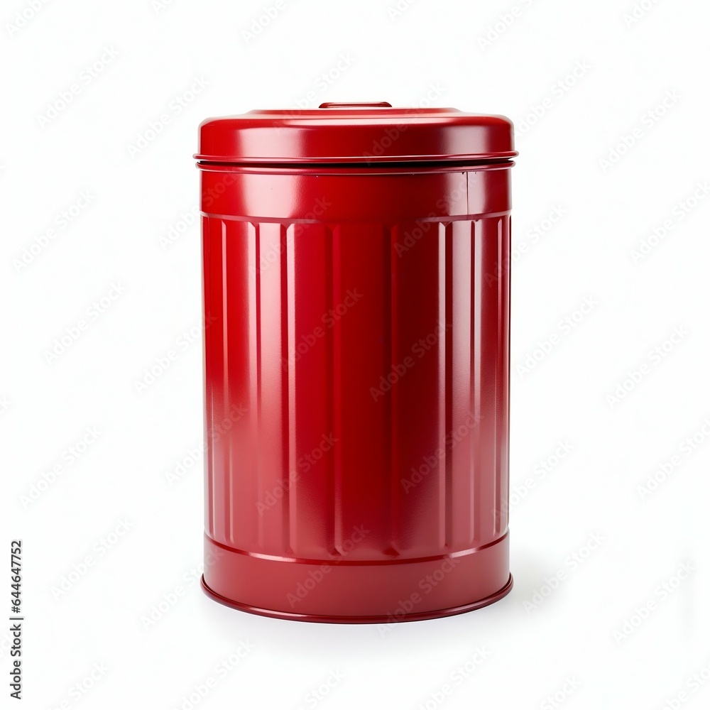 Trash Metal Can Isolated on White Background. Generative ai Trash Metal Can Isolated on White Background. Generative ai
