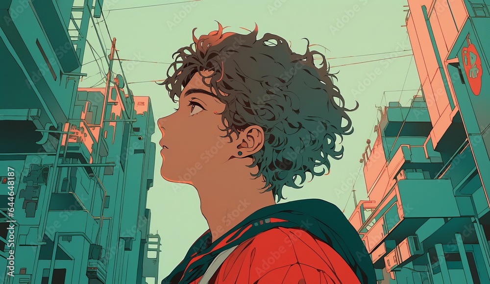 Obraz premium アニメ風のハンサム男性,Generative AI AI画像