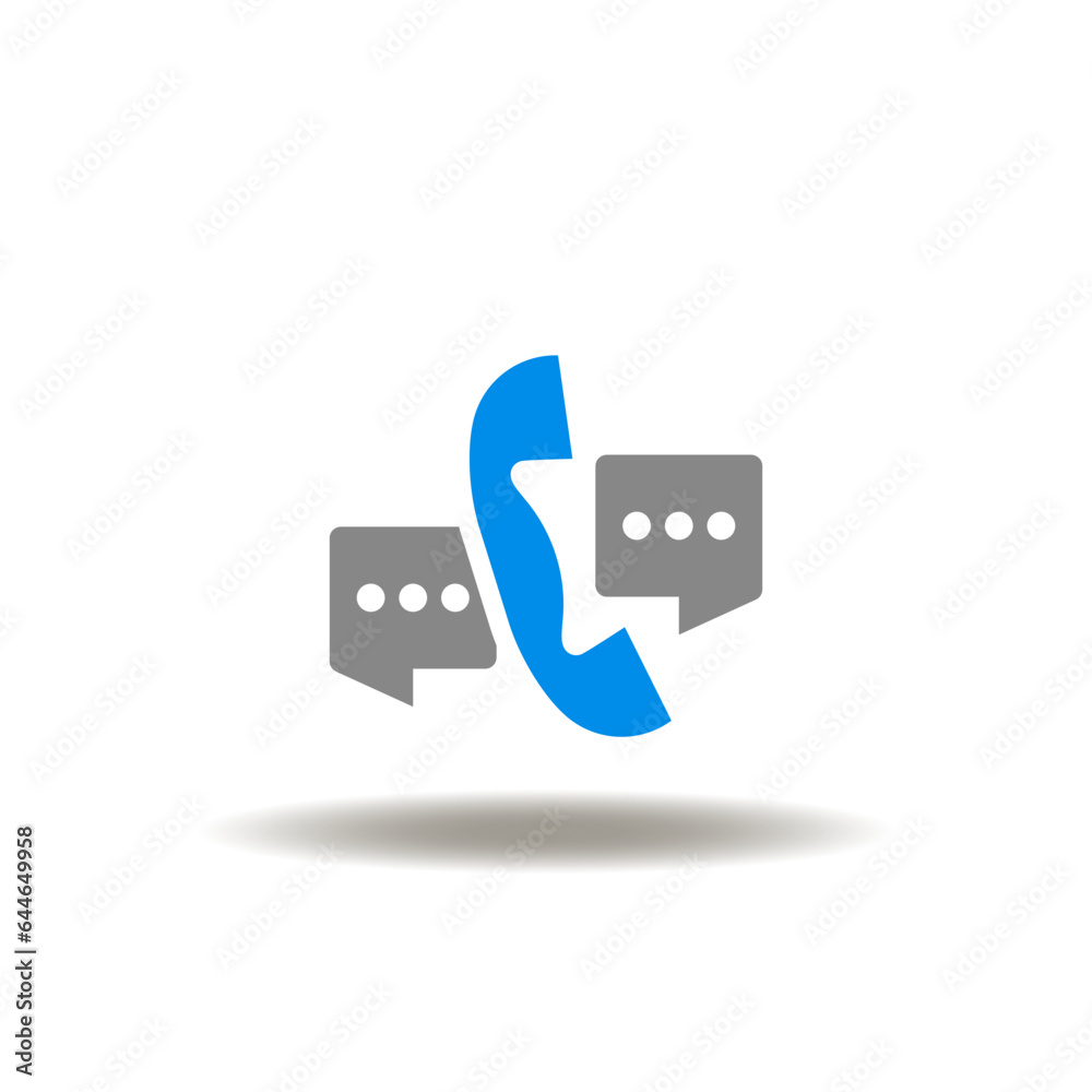 Vector illustration of handset with speech bubbles. Icon of call center. Symbol of help hot line. Sign of support customer service. Vector illustration of handset with speech bubbles. Icon of call center. Symbol of help hot line. Sign of support customer service.