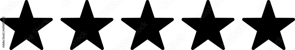 Black Five 5 Stars Icon Product Quality Review Symbol. Vector Image. Black Five 5 Stars Icon Product Quality Review Symbol. Vector Image.