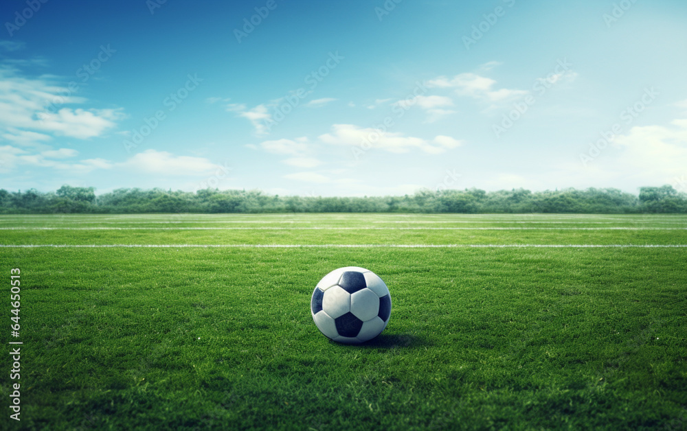Naklejka premium Soccer field with ball 