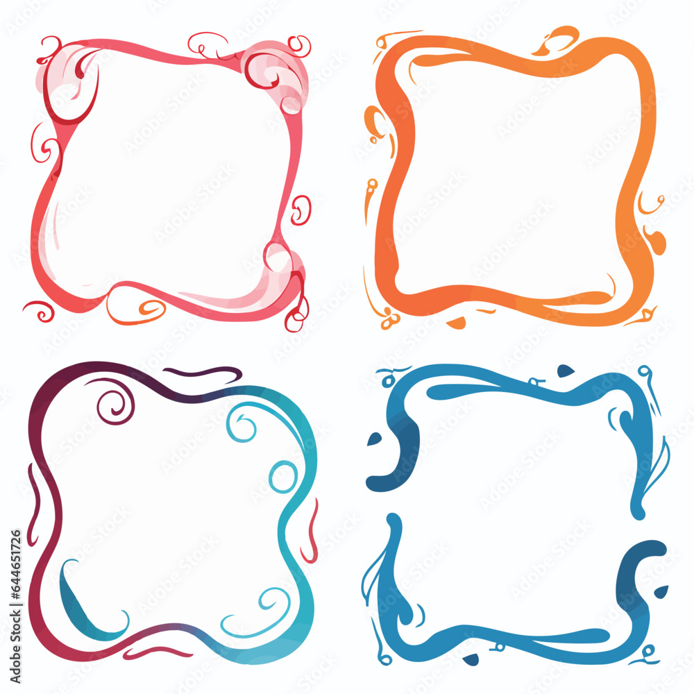 Fototapeta premium vector collection set of squiggle lines frame