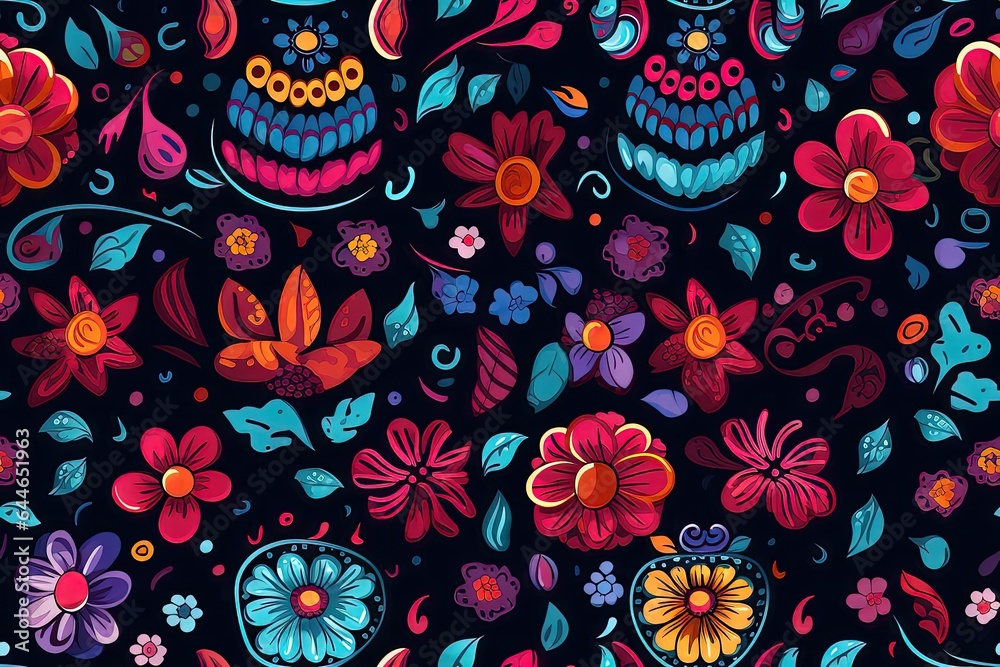 Naklejka premium repeating floral tiled pattern seamless