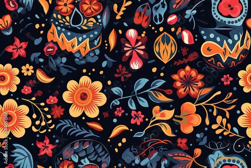 repeating floral tiled pattern seamless