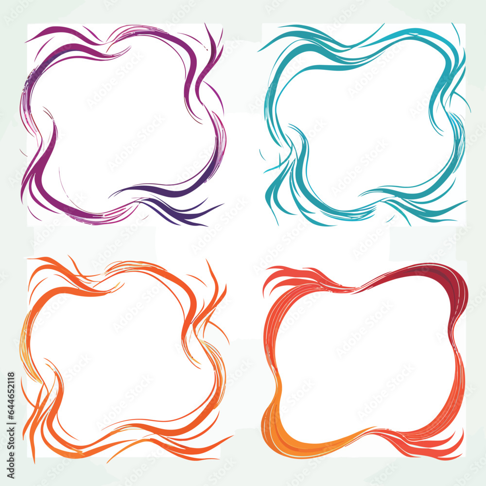 Fototapeta premium vector collection set of squiggle lines frame