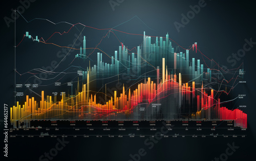 Stock market and trading, digital graph