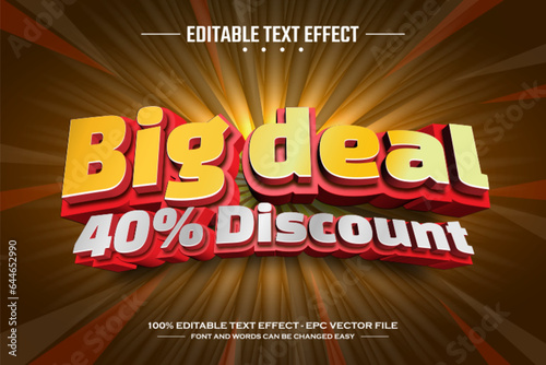 Big deal 40 discount 3D editable text effect template