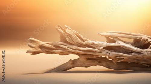 A summery scene with a beachinspired background made of weathered driftwood illuminated by a soft, golden sunset. The warm hues and sandy textures evoke a relaxed and carefree mood, making photo