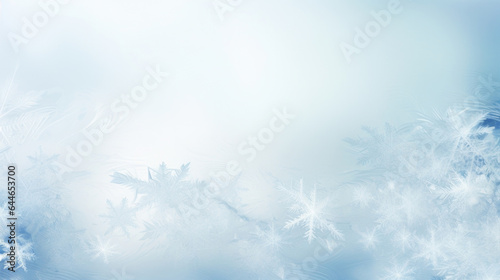 A serene winterthemed minimalistic abstract background in cool, icy tones. The soft light streaming through a frostcovered window produces intricate and delicate shadows, lending a touch