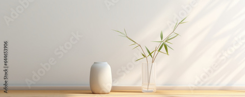 A bamboo gentle light background with a minimalist, monochromatic aesthetic. The window allows a feeble light to enter the room, casting subtle shadows on the bamboo surface. The scene