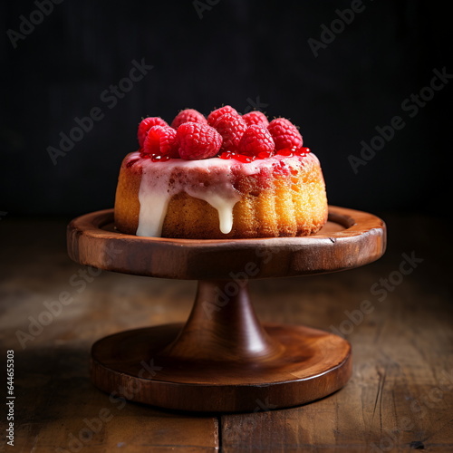 Photo Realistic Image of a Delicious Cake with Raspberries AI Generated