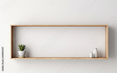 three wooden frame on white wall, frame mockup, 3d render