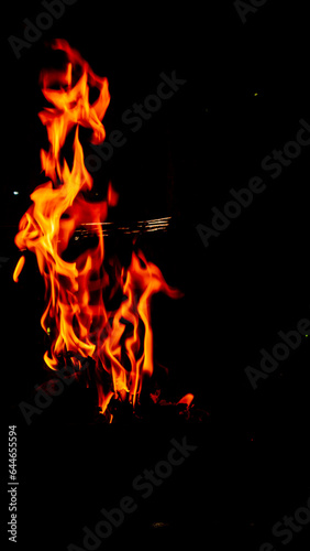 burning fire on a dark background