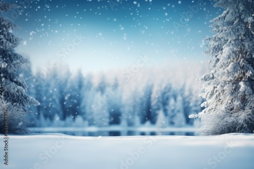 Winter natural snowy background as copy space for text or inscription