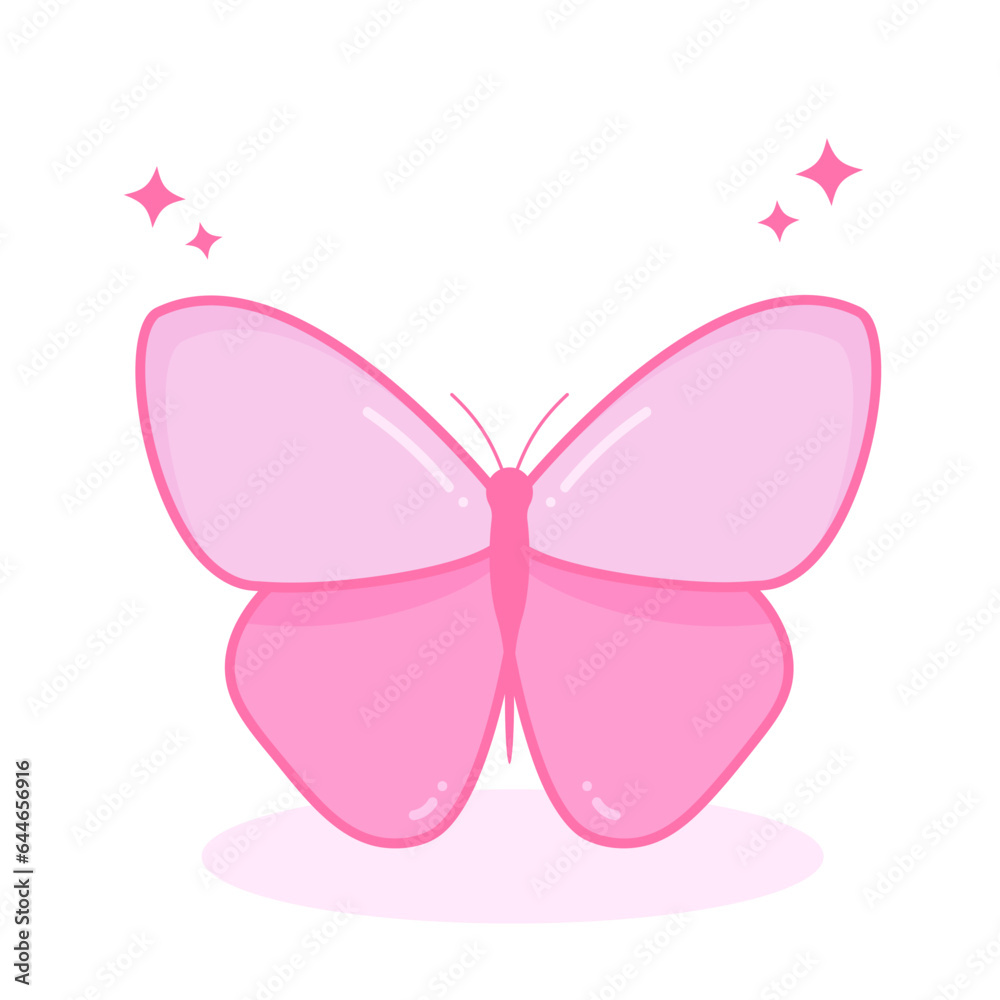 Cute pink butterfly. Nostalgia Y2k style.