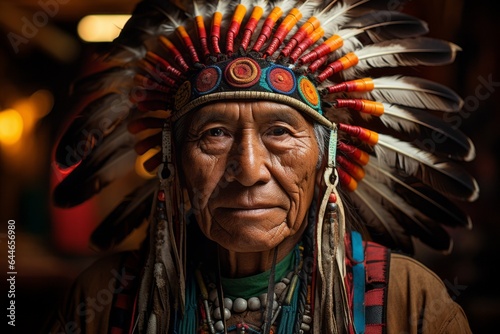 Fotografia The chief of the Apache Indians is a native American man