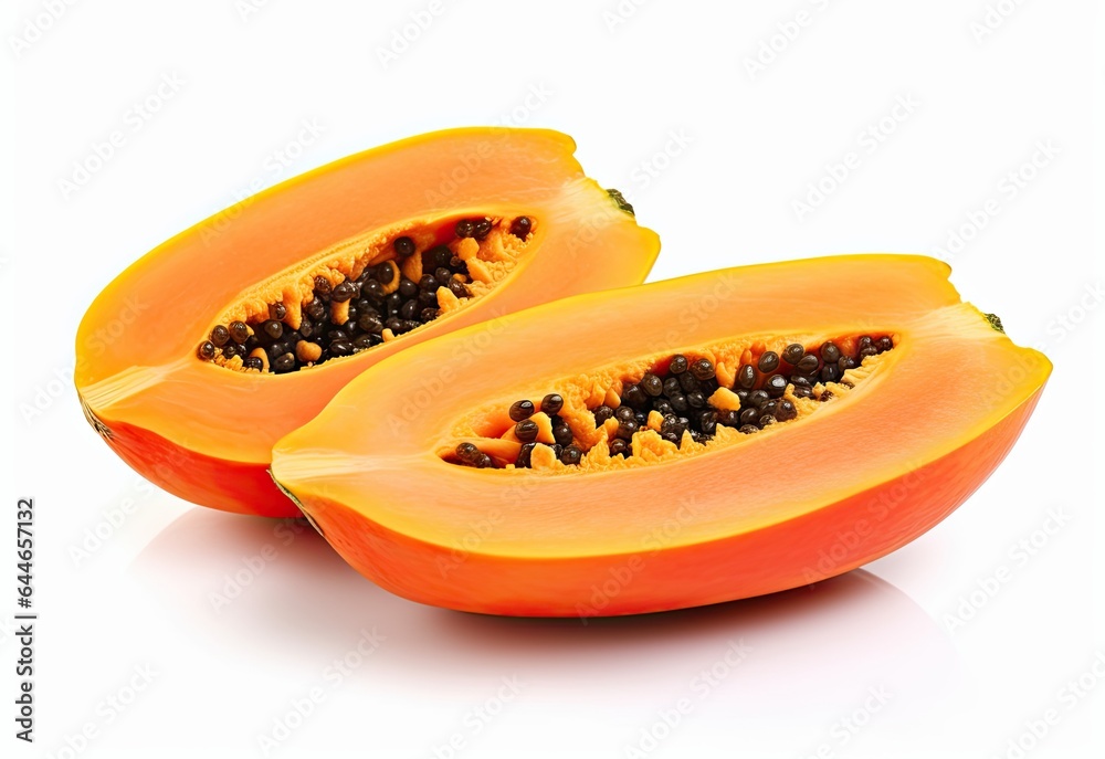 Sliced of fresh papaya isolated on white background Sliced of fresh papaya isolated on white background
