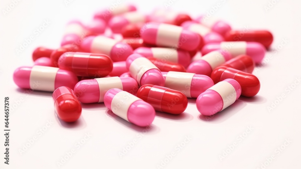 Medical, Pills, Many pink pills on white background. Medicinal treatment. Medical, Pills, Many pink pills on white background. Medicinal treatment.