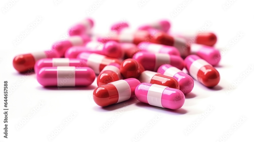 Medical, Pills, Many pink pills on white background. Medicinal treatment. Medical, Pills, Many pink pills on white background. Medicinal treatment.