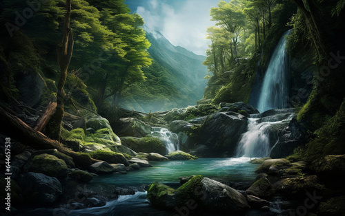 Waterfall in deep forest on mountain © MUS_GRAPHIC