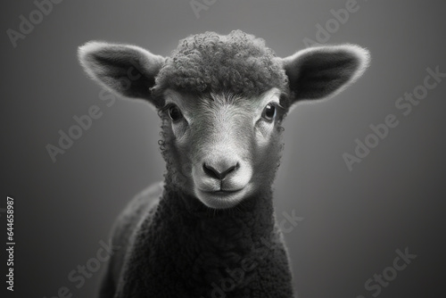 Close-up photograph showcases the gentle and contemplative expression of a real lamb