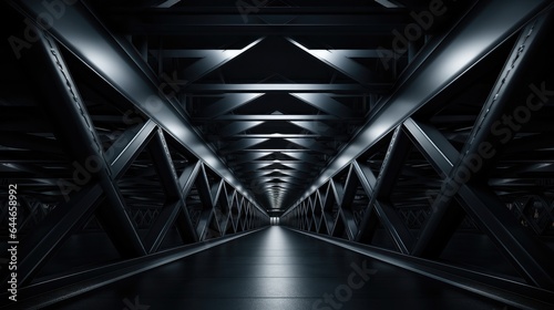 Several steel girders on a black background.