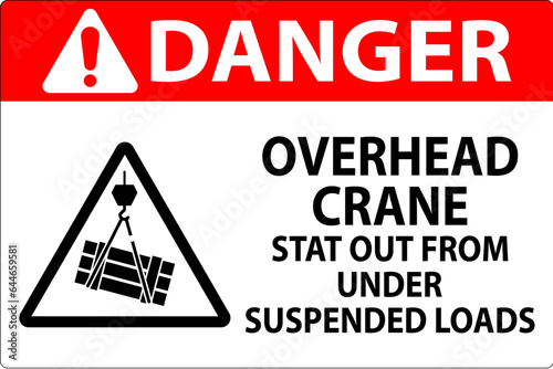 Danger Sign, Overhead Crane Suspended Loads