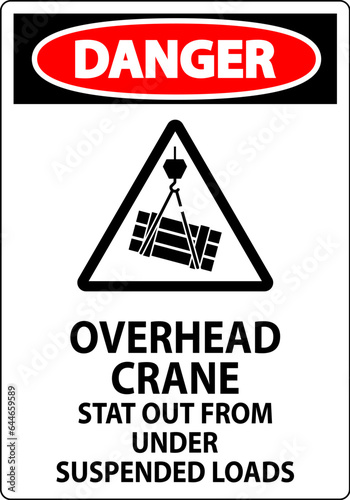 Danger Sign, Overhead Crane Suspended Loads