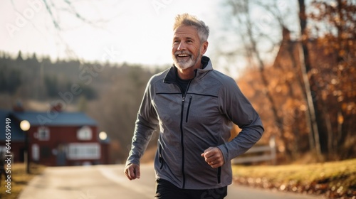 Senior man going for a run and living a healthy lifestyle for longevity.