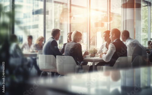 Blurred soft of people meeting at table business people talking in modern office
