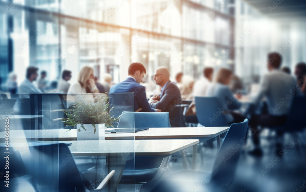 Blurred soft of people meeting at table business people talking in modern office