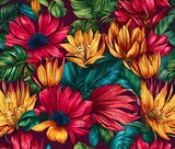 Colorful flowers background pattern