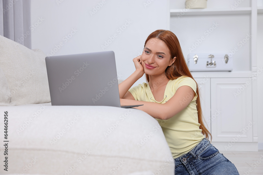 Woman having video chat via laptop at home Woman having video chat via laptop at home