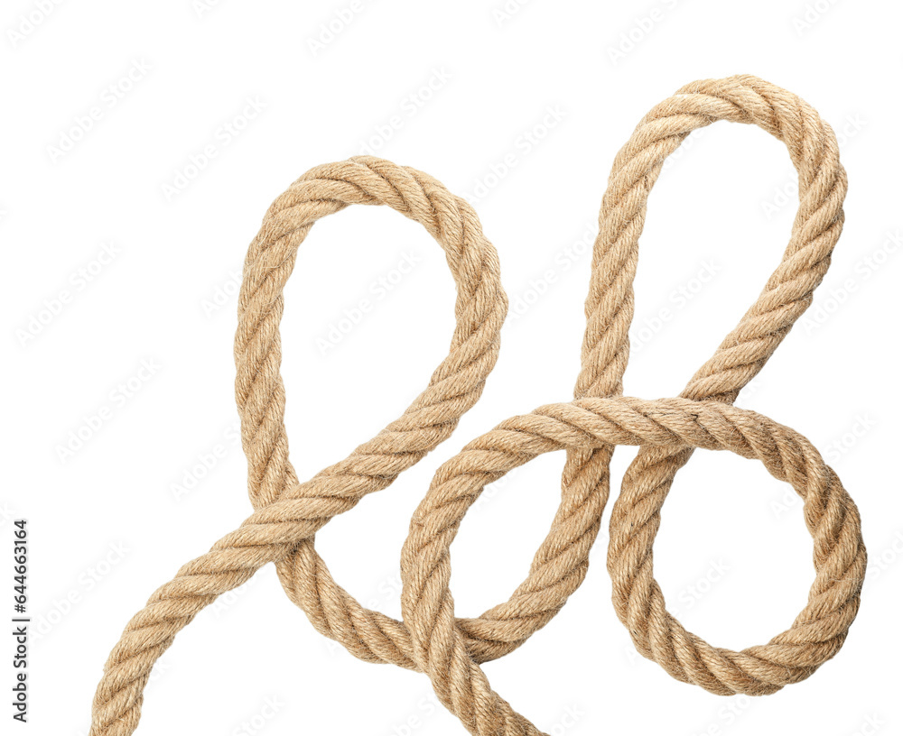Hemp rope isolated on white, top view Hemp rope isolated on white, top view