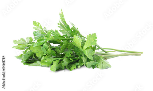 Heap of chopped parsley leaves isolated on white