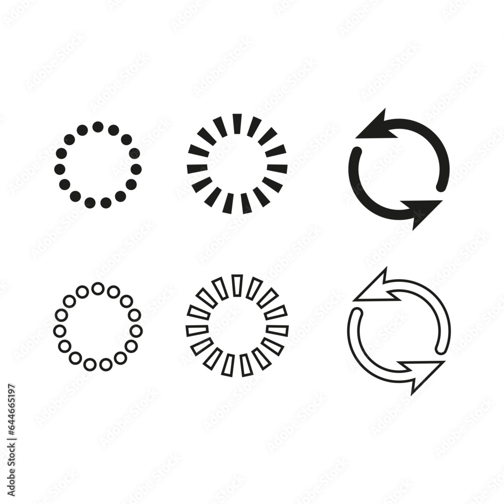 Set icons of loading progress. Vector illustration. EPS 10.