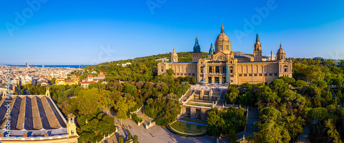 Aerial view of the Montjuïc, a hill in Barcelona, Catalonia, Spain