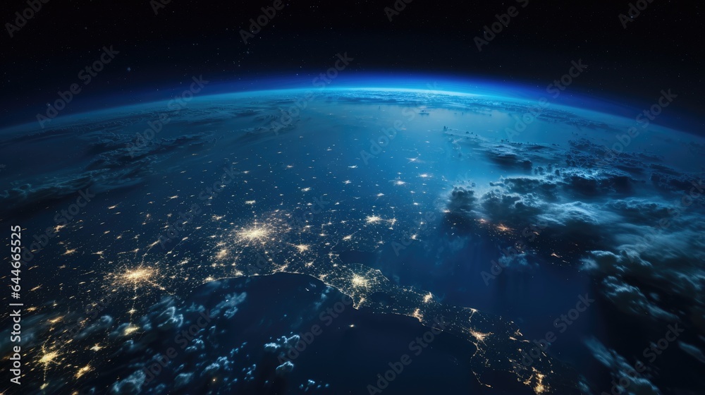 Planet Earth at night seen from space.