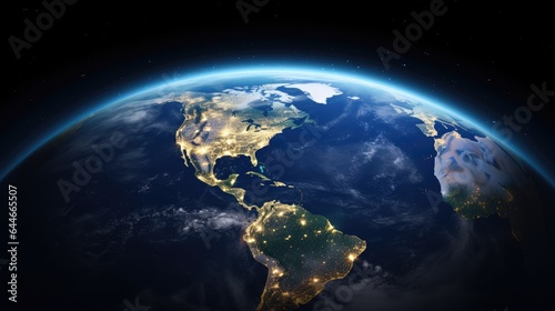 Fototapeta Naklejka Na Ścianę i Meble -  Planet Earth at night seen from space.