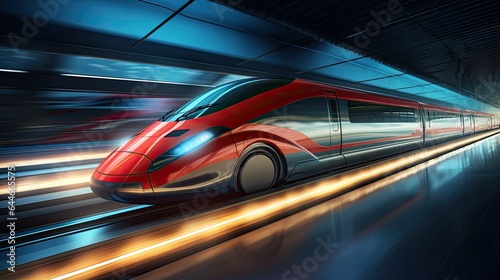 Image of a modern high-speed train in motion. © kept