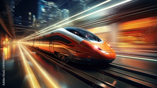 Image of a modern high-speed train in motion.