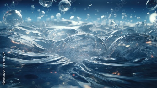 An image of a water surface with many delicate bubbles.