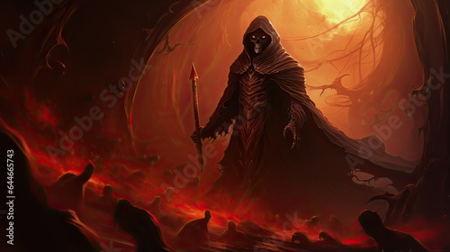 An image of a reaper that evokes a sense of foreboding and mystery. © kept