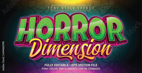 Horror Dimension Text Style Effect. Editable Graphic Text Template.